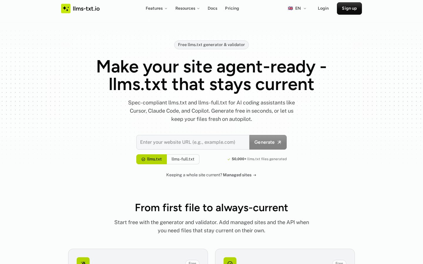llms-txt.io Homepage