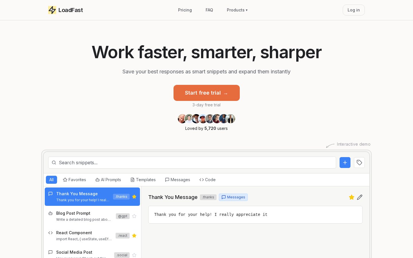 LoadFast Homepage