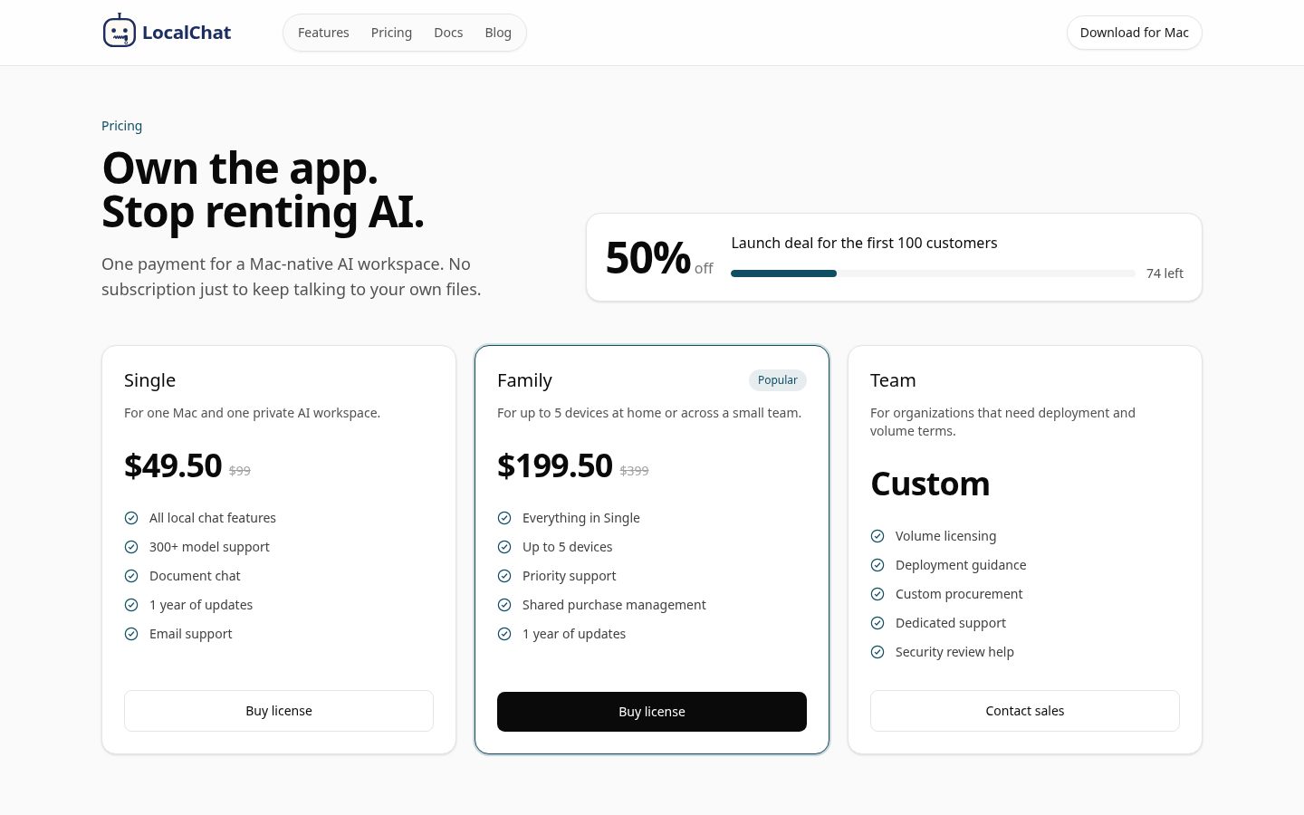 LocalChat.app Pricing