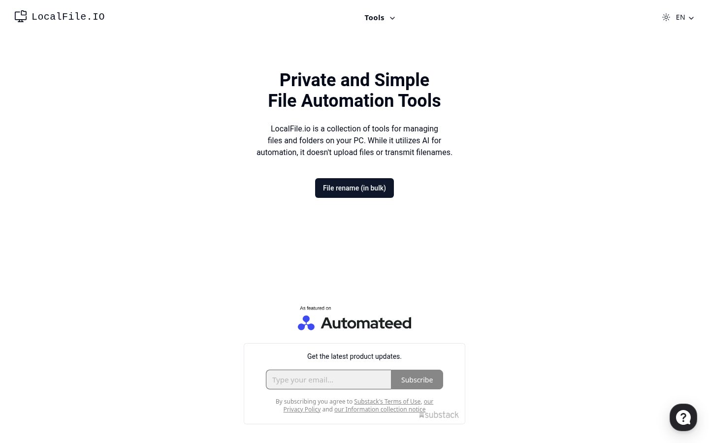 LocalFile.io Homepage