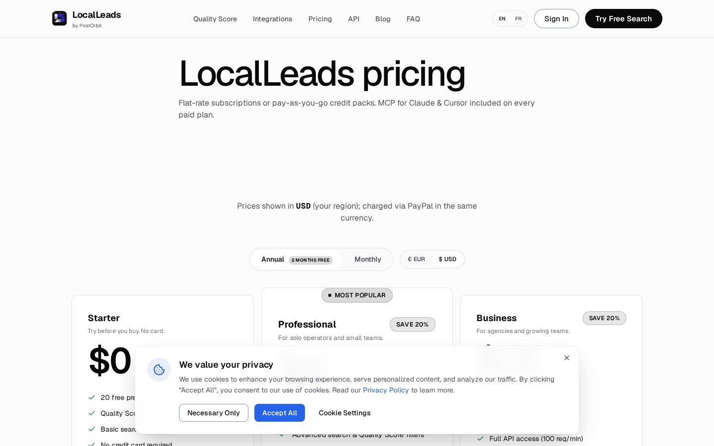 LocalLeads By Postorbit Pricing