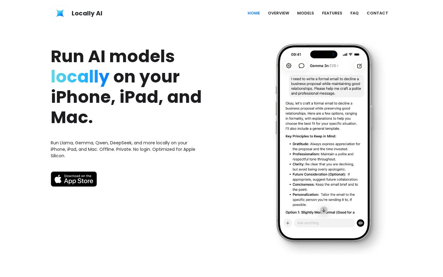 Locally AI + Qwen Homepage