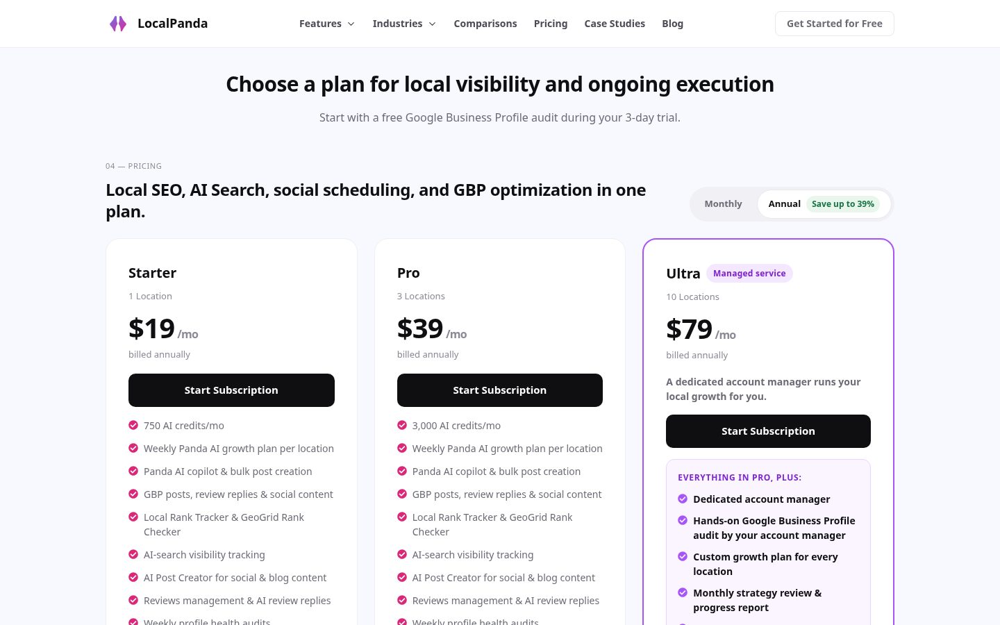 LocalPanda Pricing