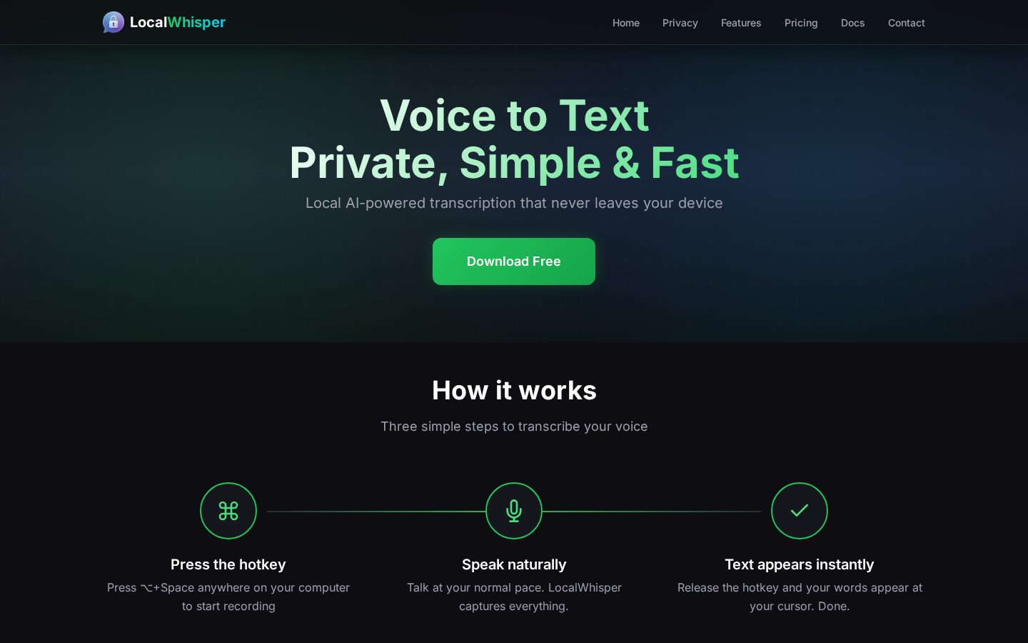 LocalWhisper Homepage