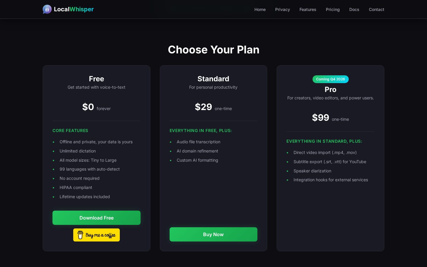 LocalWhisper Pricing