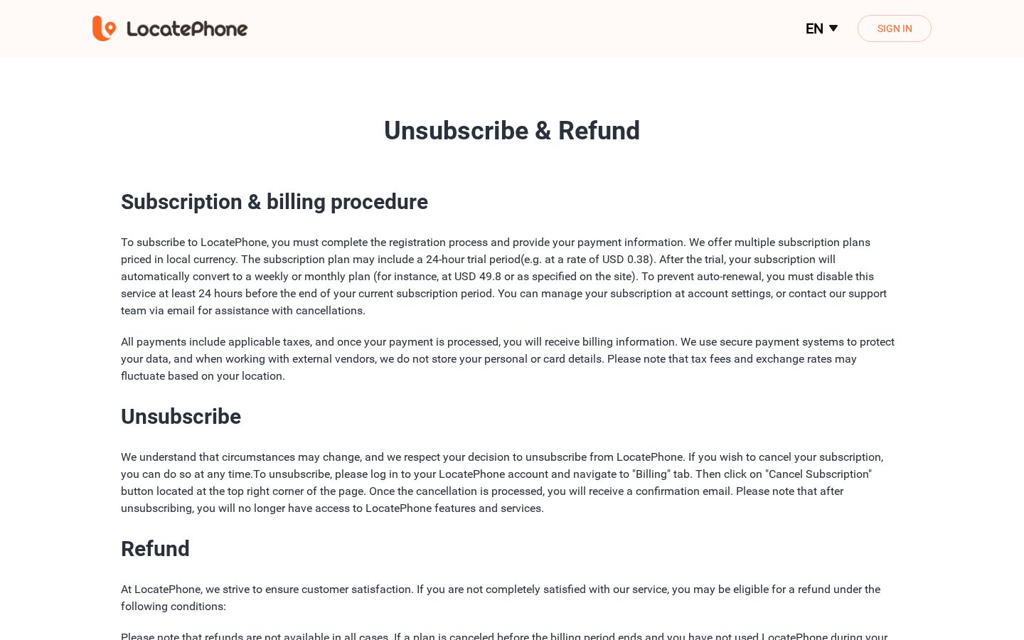 LocatePhone Pricing