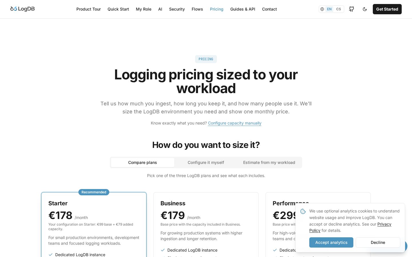 LogDB Pricing