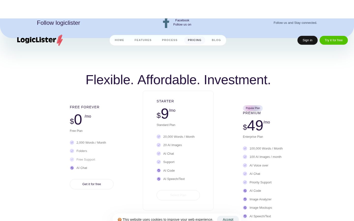 LogicLister Pricing