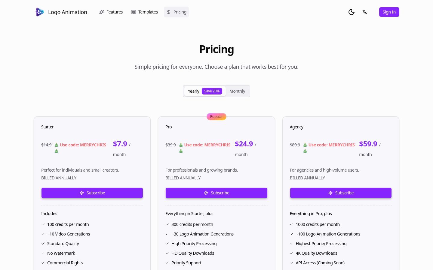 Logo Animation Pricing