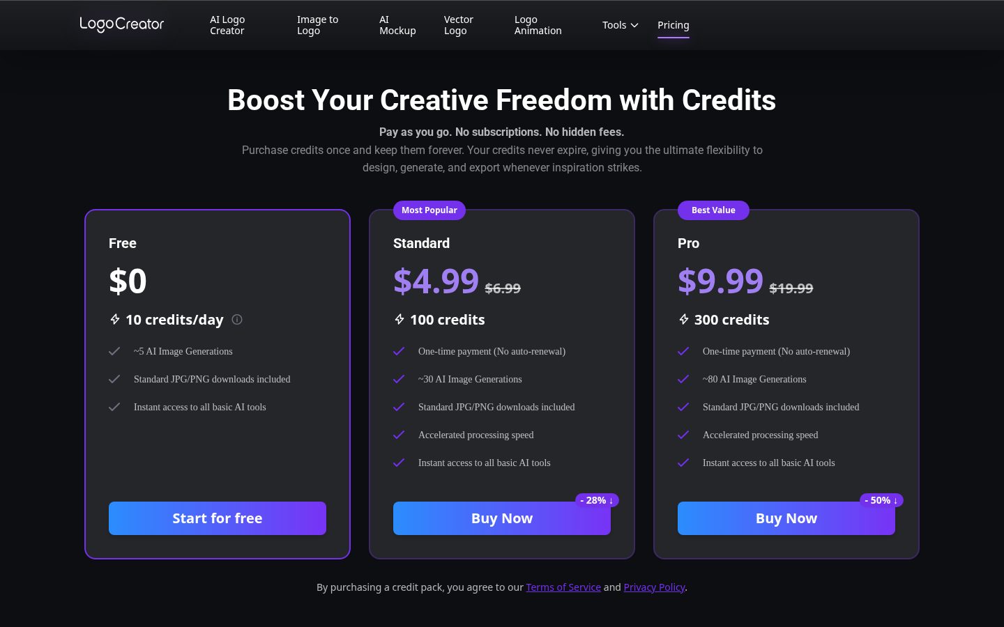 Logo Creator Pricing