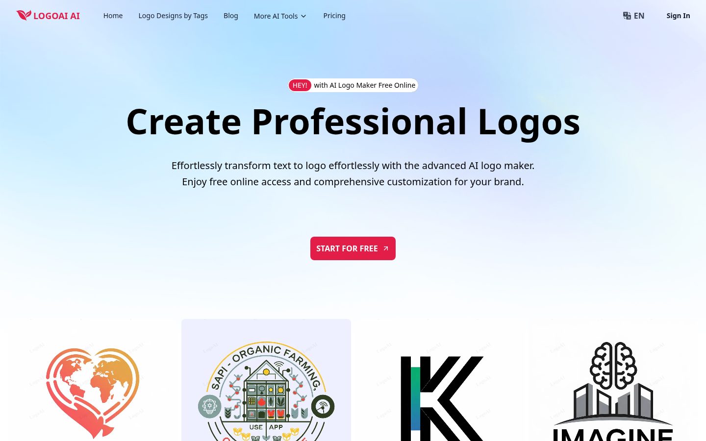 LogoAI.ai: AI Logo Maker Free Online Homepage