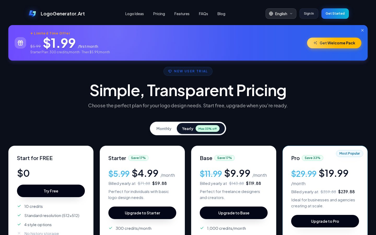 LogoGenerator.Art Pricing