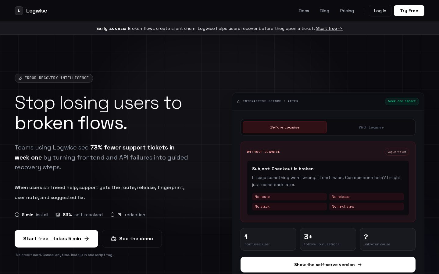 Logwise Homepage