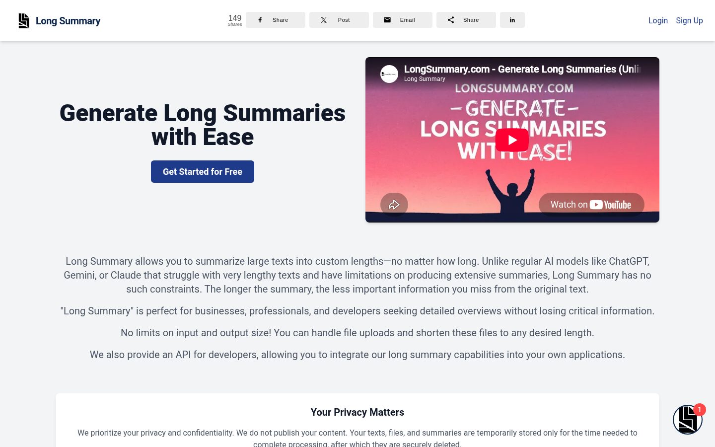 Long Summary Homepage