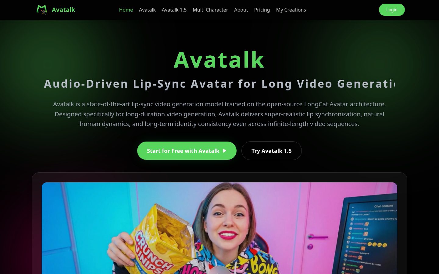 LongCat Video Avatar Homepage
