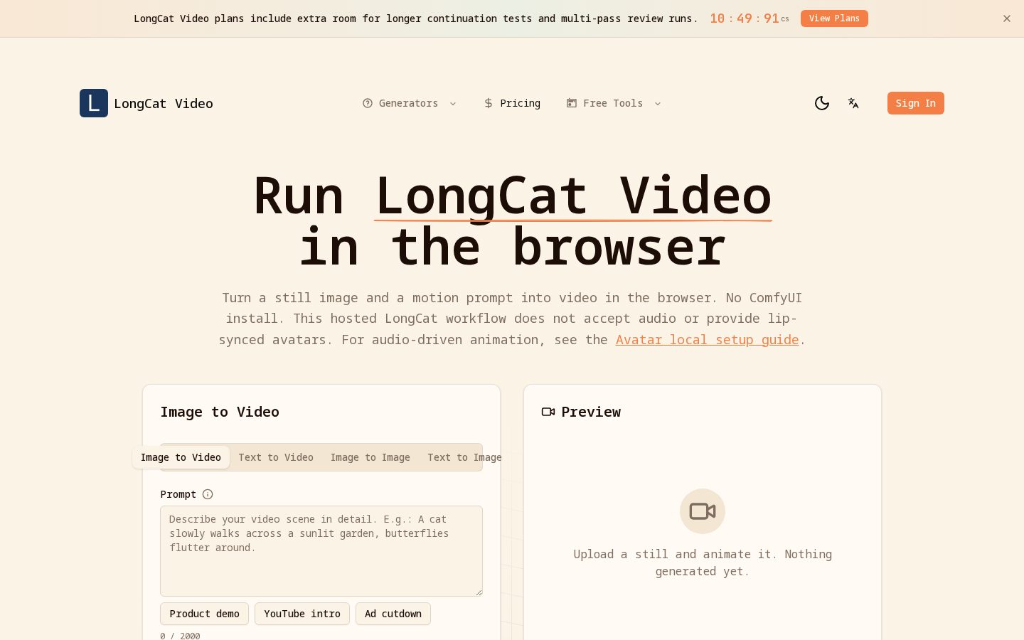 LongCat Video Homepage
