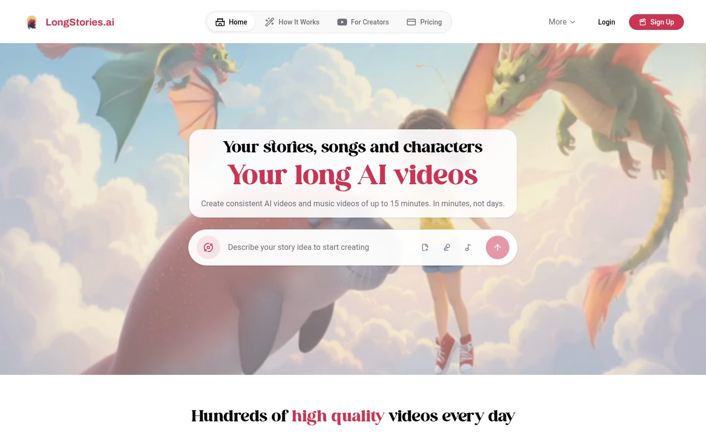 LongStories.ai Homepage
