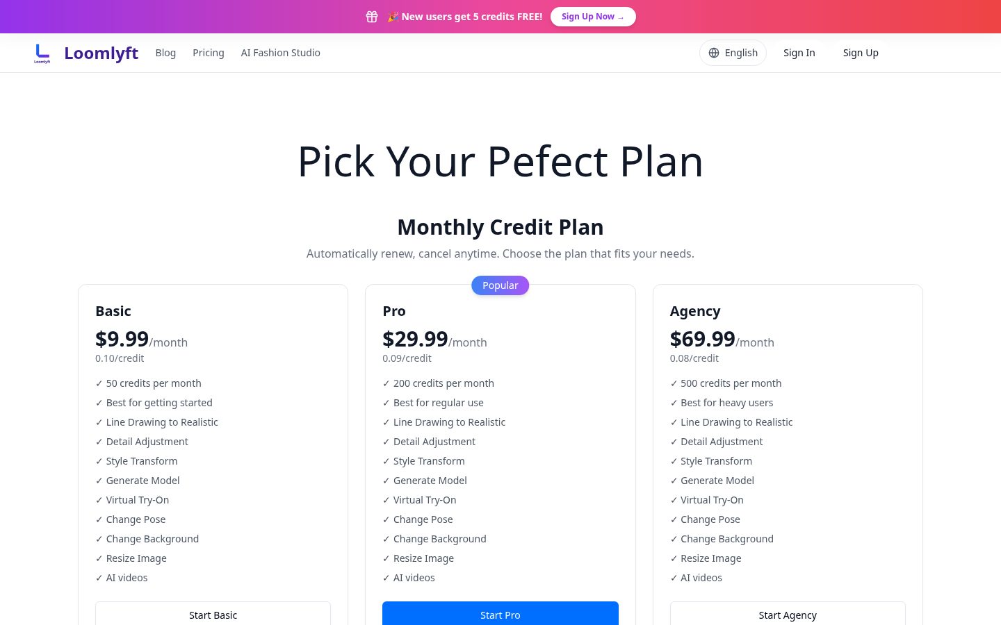 Loomlyft Pricing