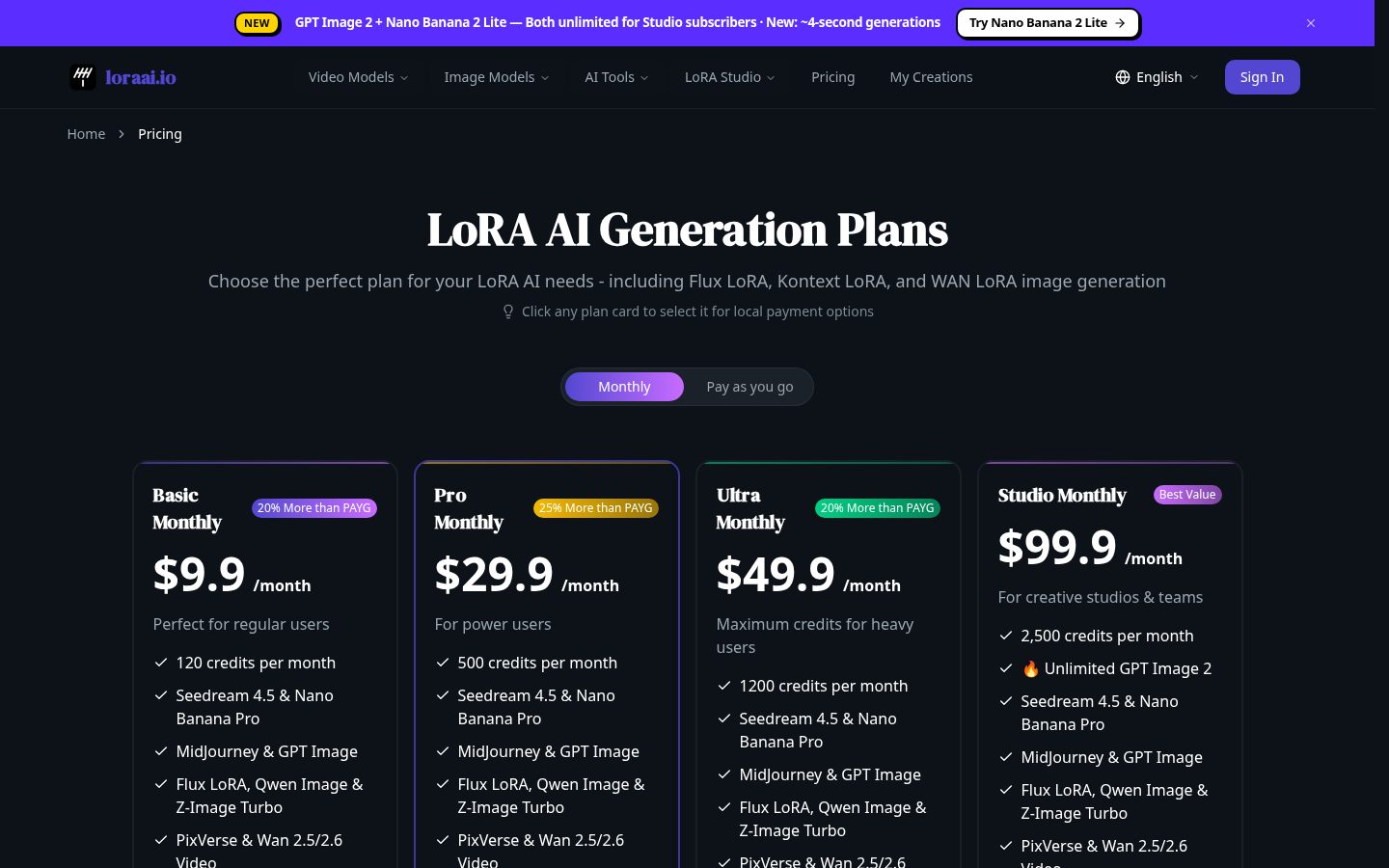 LoraAI Pricing