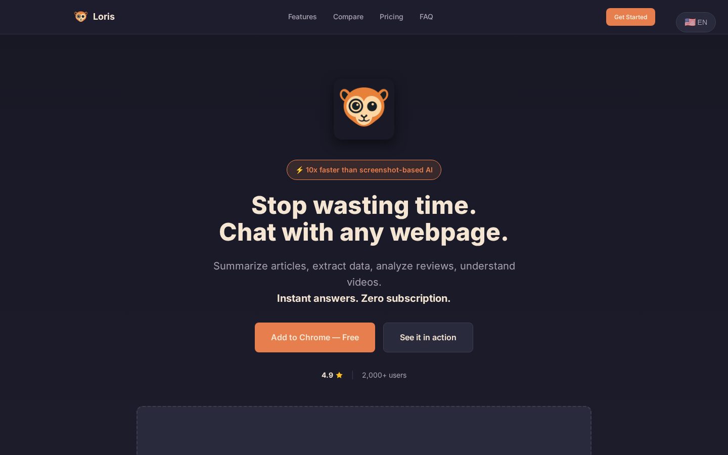 Loris AI Homepage