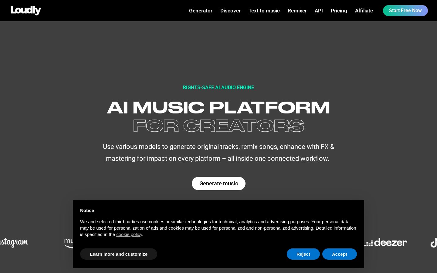 Loudly Homepage