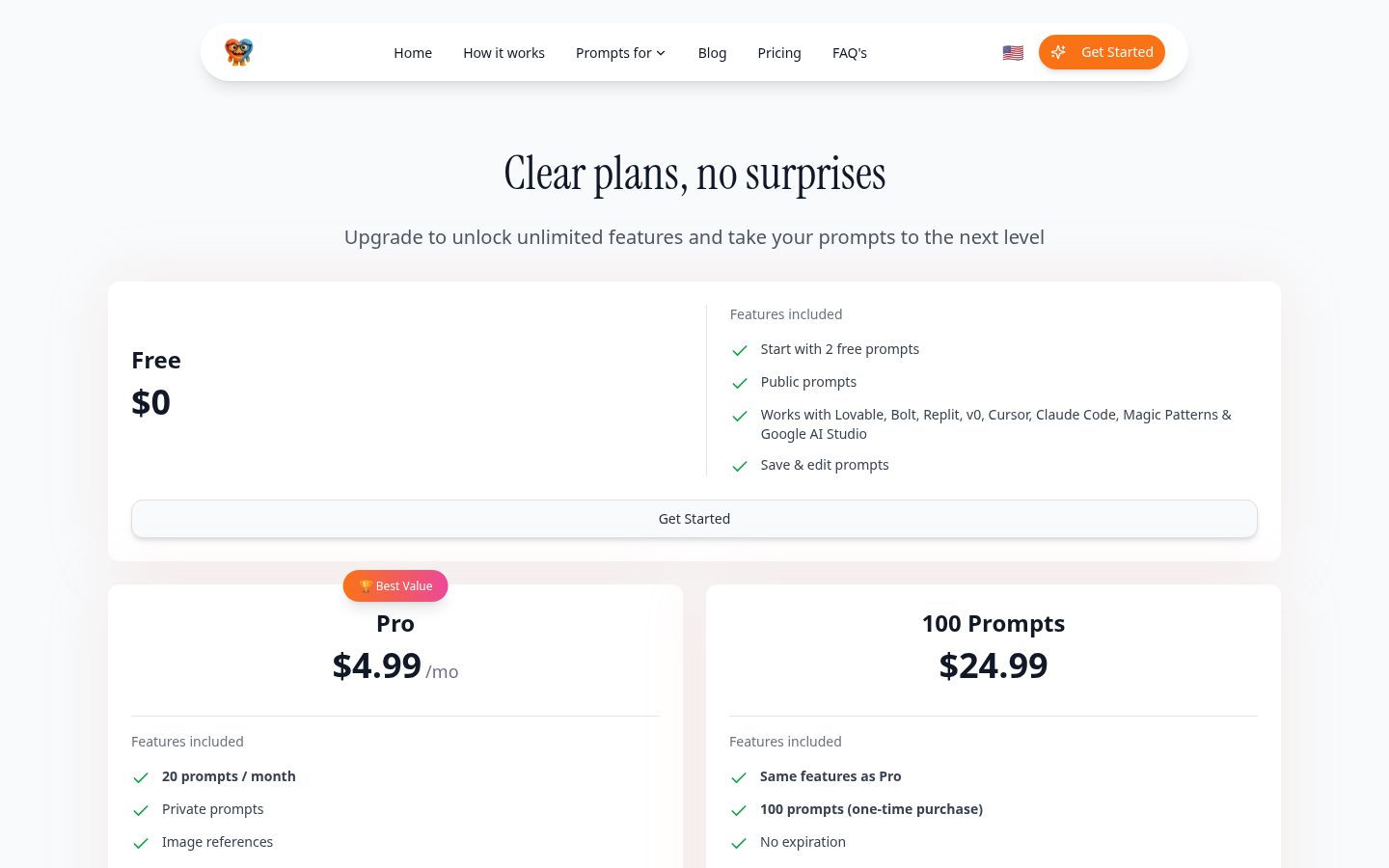 LovablePrompts.app Pricing