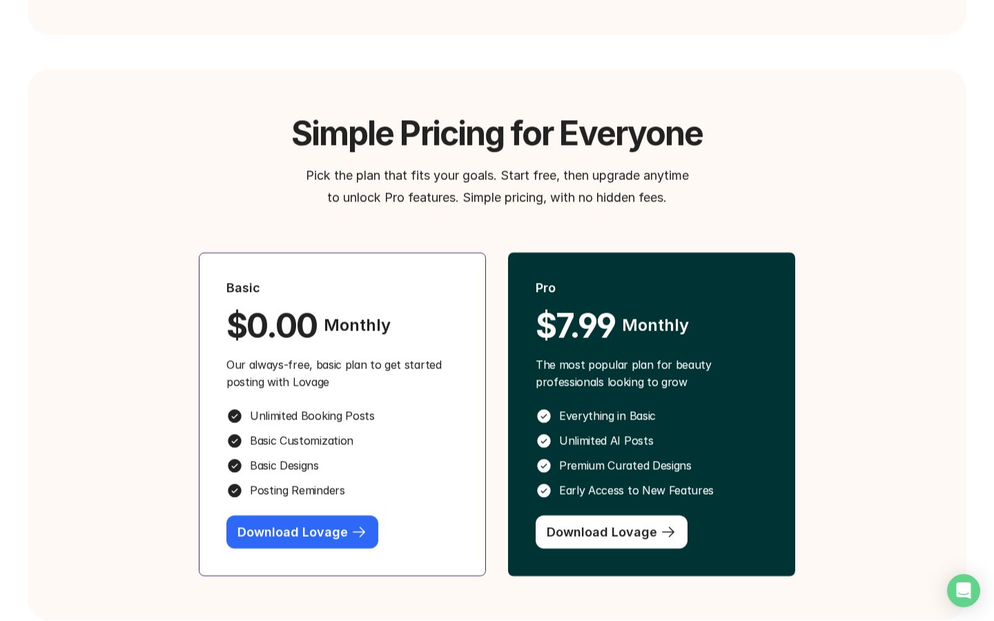 Lovage Pricing