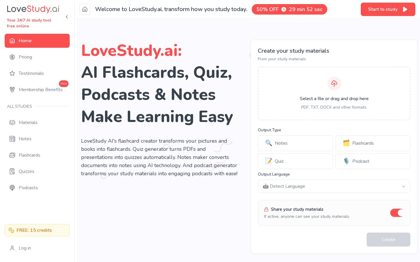 LoveStudy AI Homepage