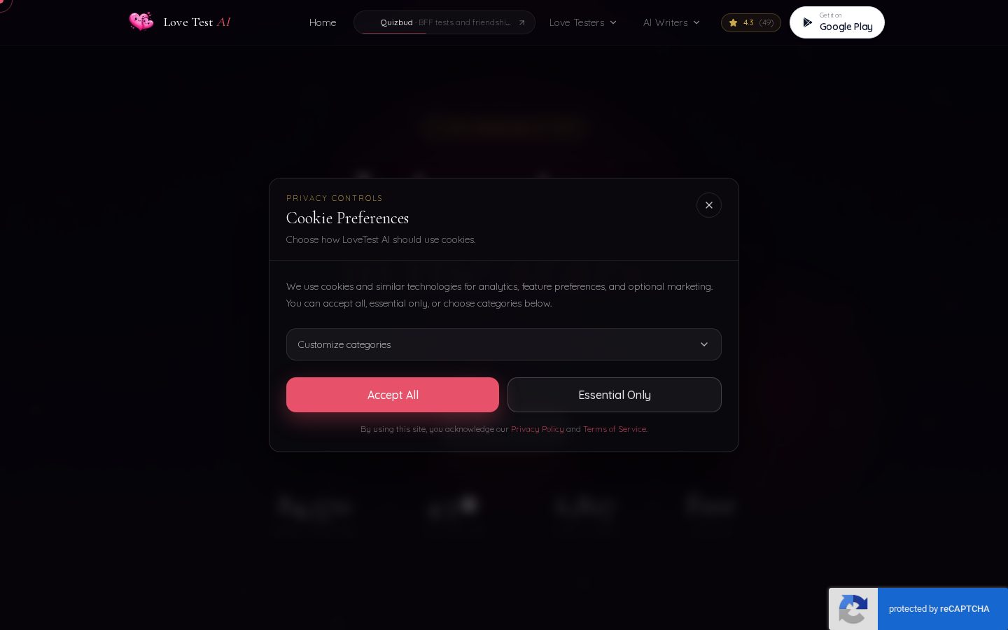 LoveTestAI Homepage