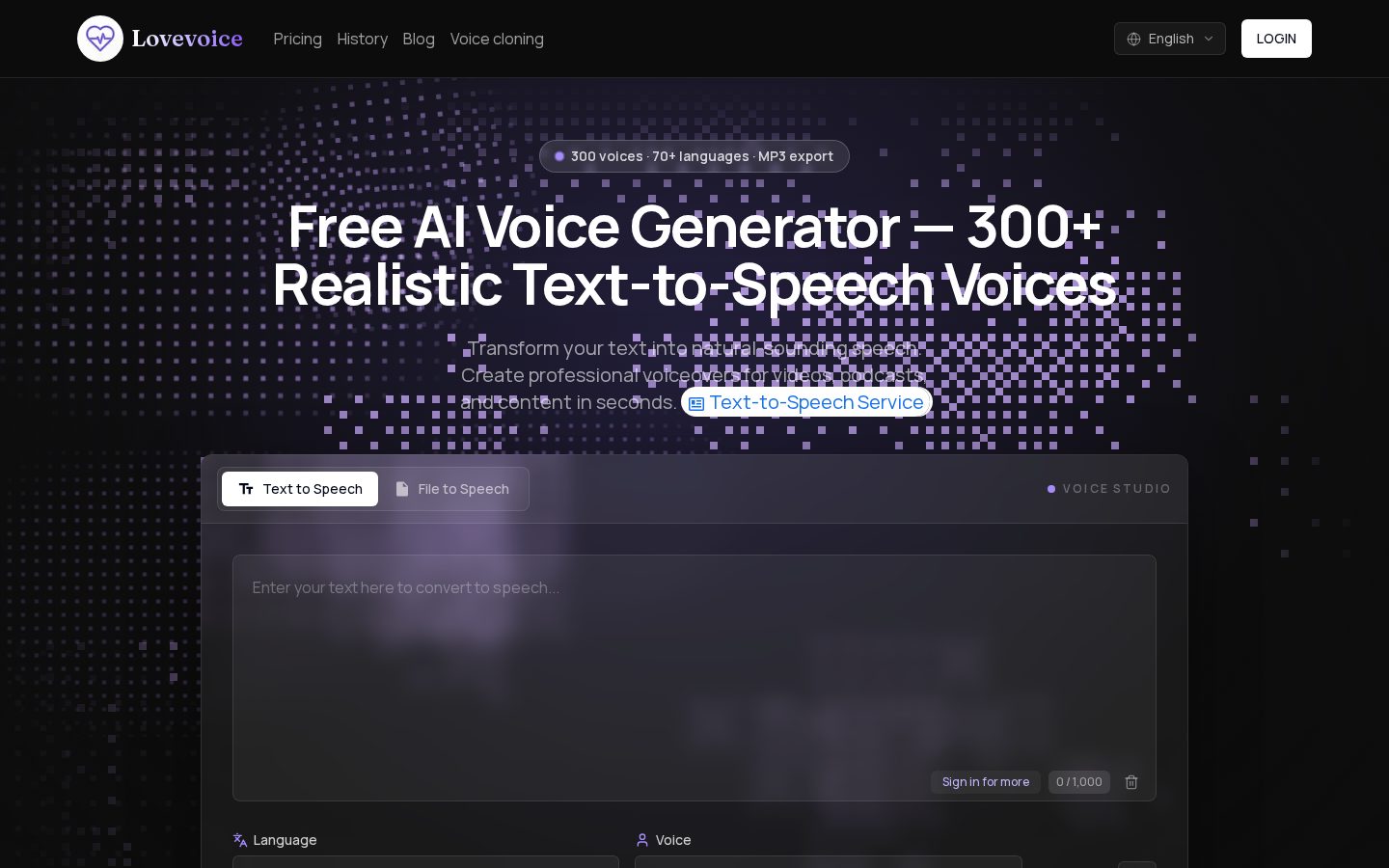 Lovevoice Homepage