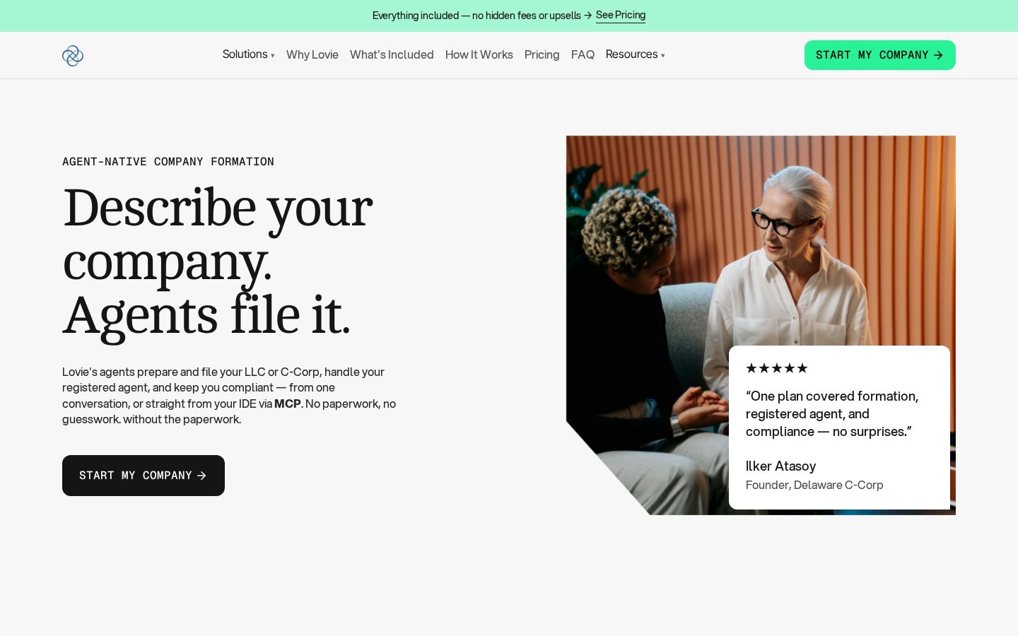 Lovie Formation - Incorporation MCP Homepage