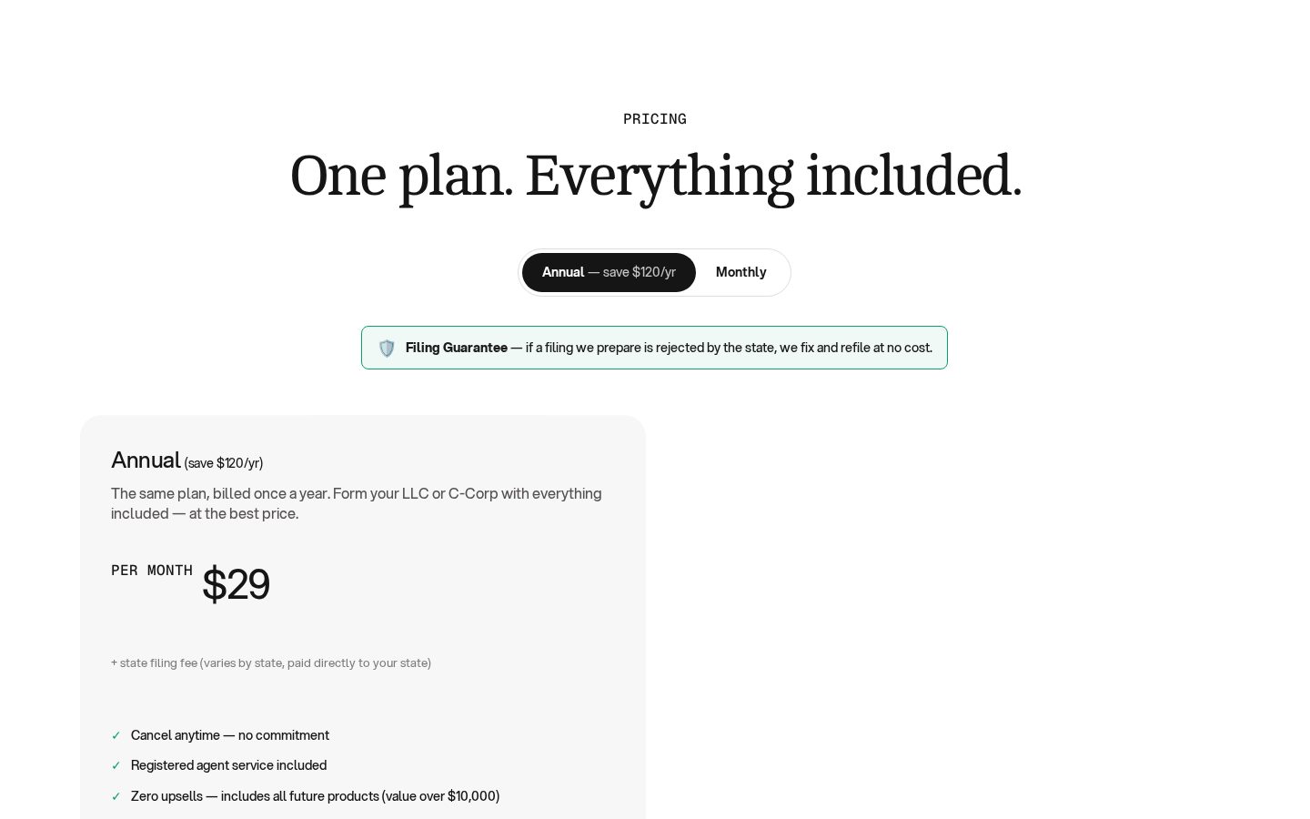Lovie Formation - Incorporation MCP Pricing