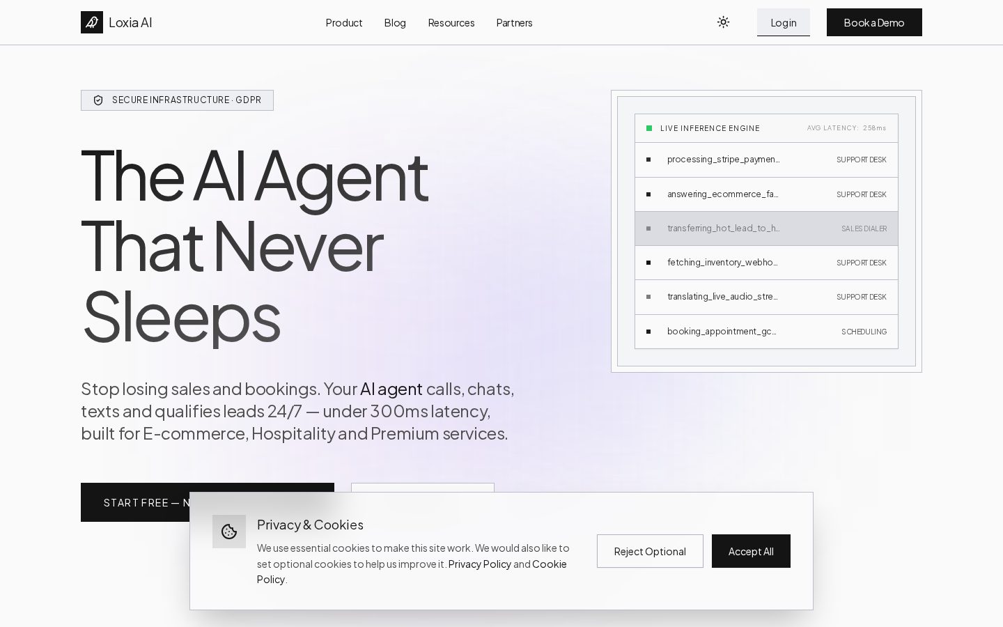 Loxia AI Homepage