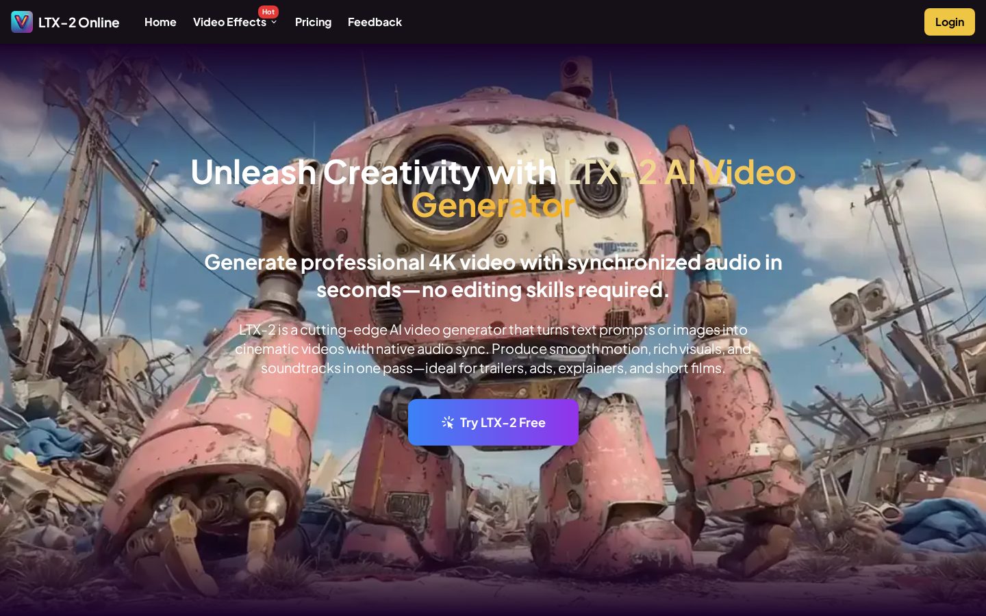 LTX-2 AI Video Generator Homepage