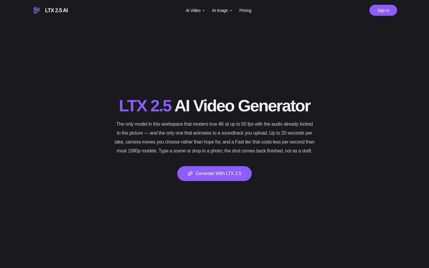 LTX 2.3 AI Video Generator Homepage