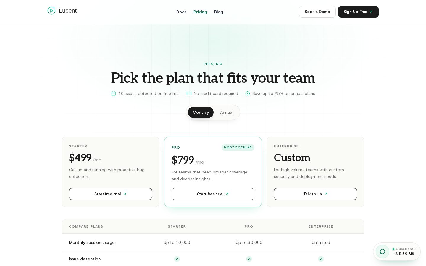 Lucent Pricing