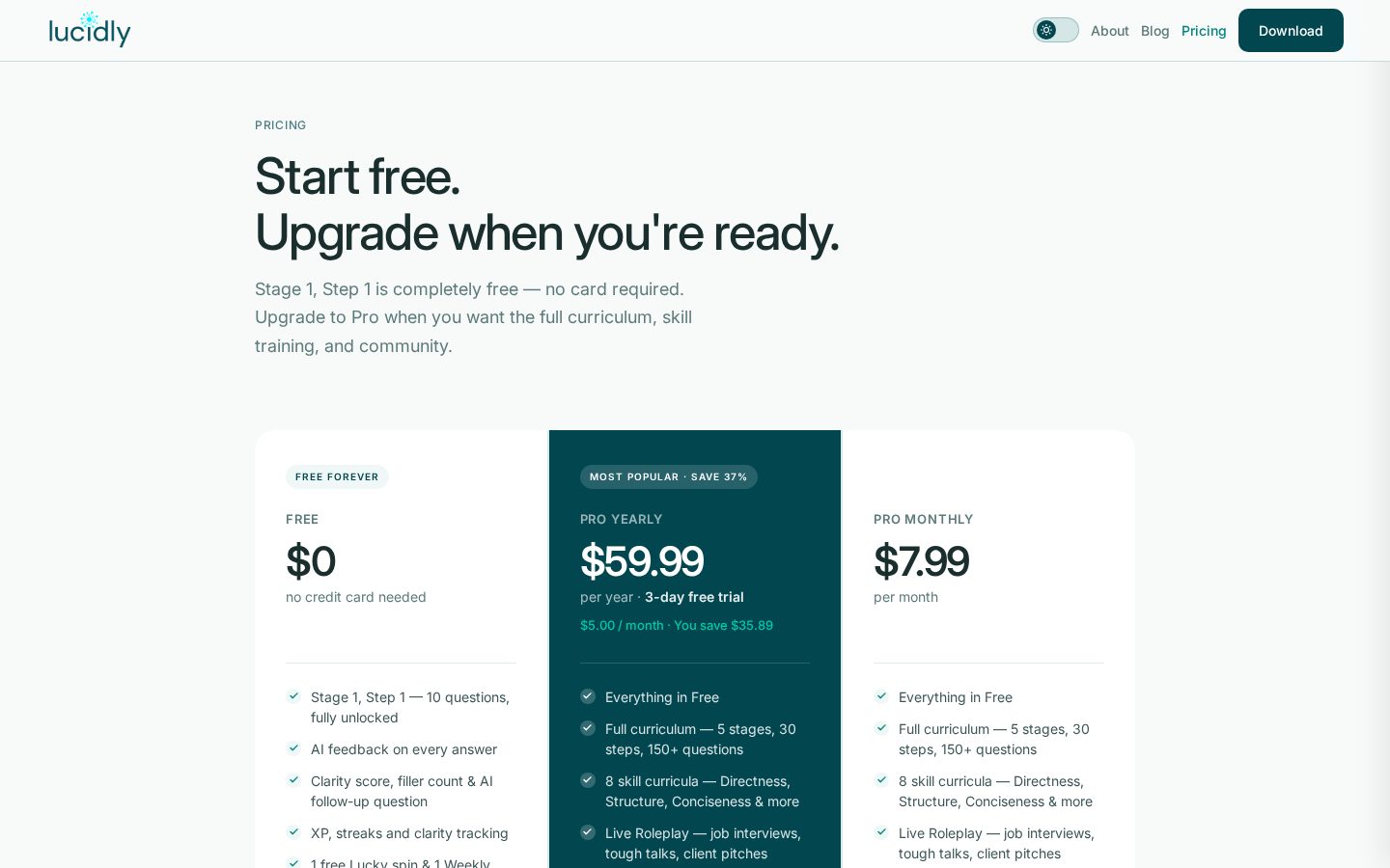 Lucidly Pricing