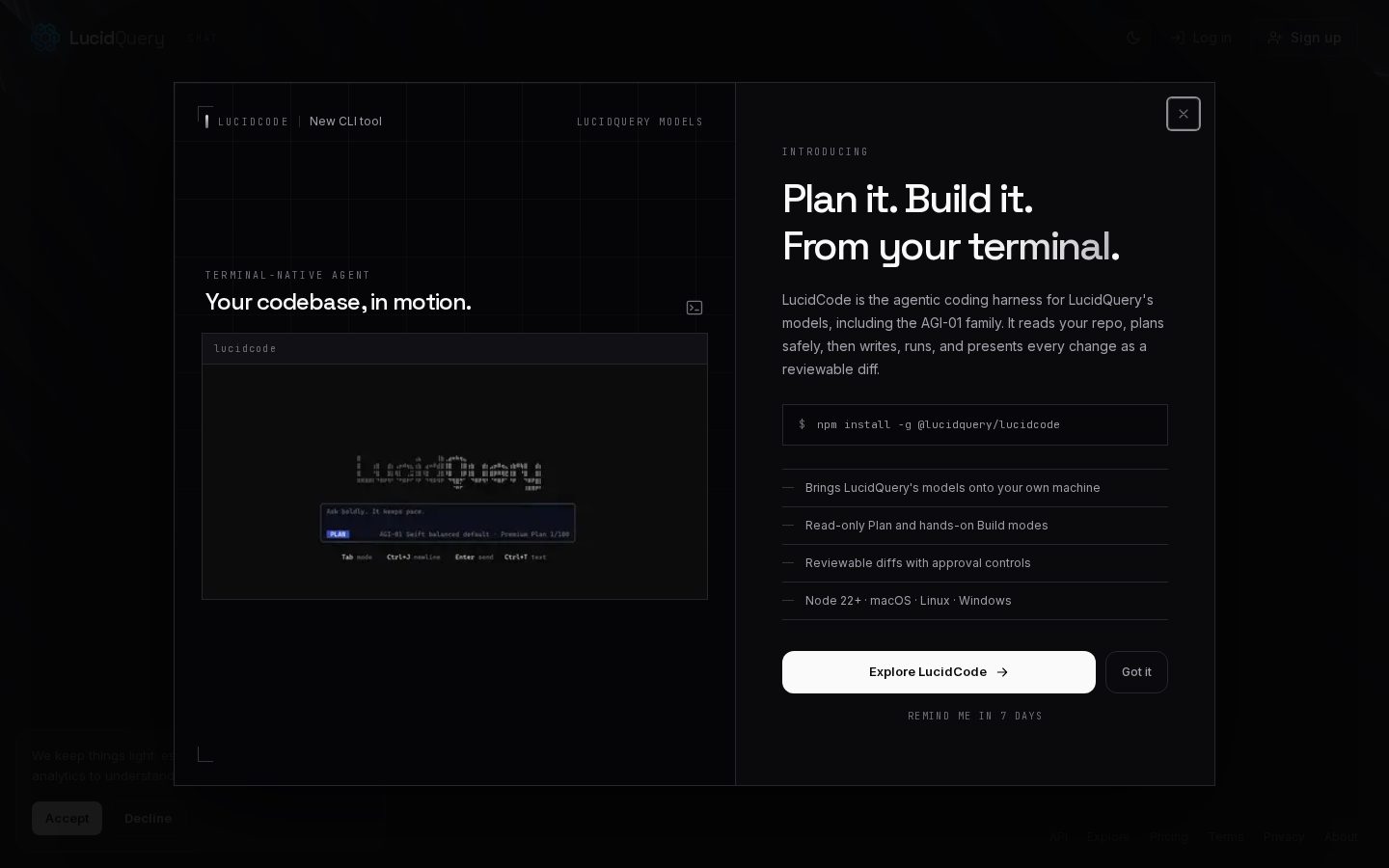 LucidQuery AI Homepage