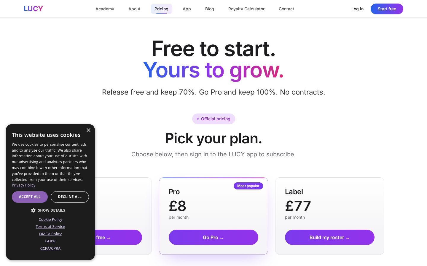 LUCY Pricing