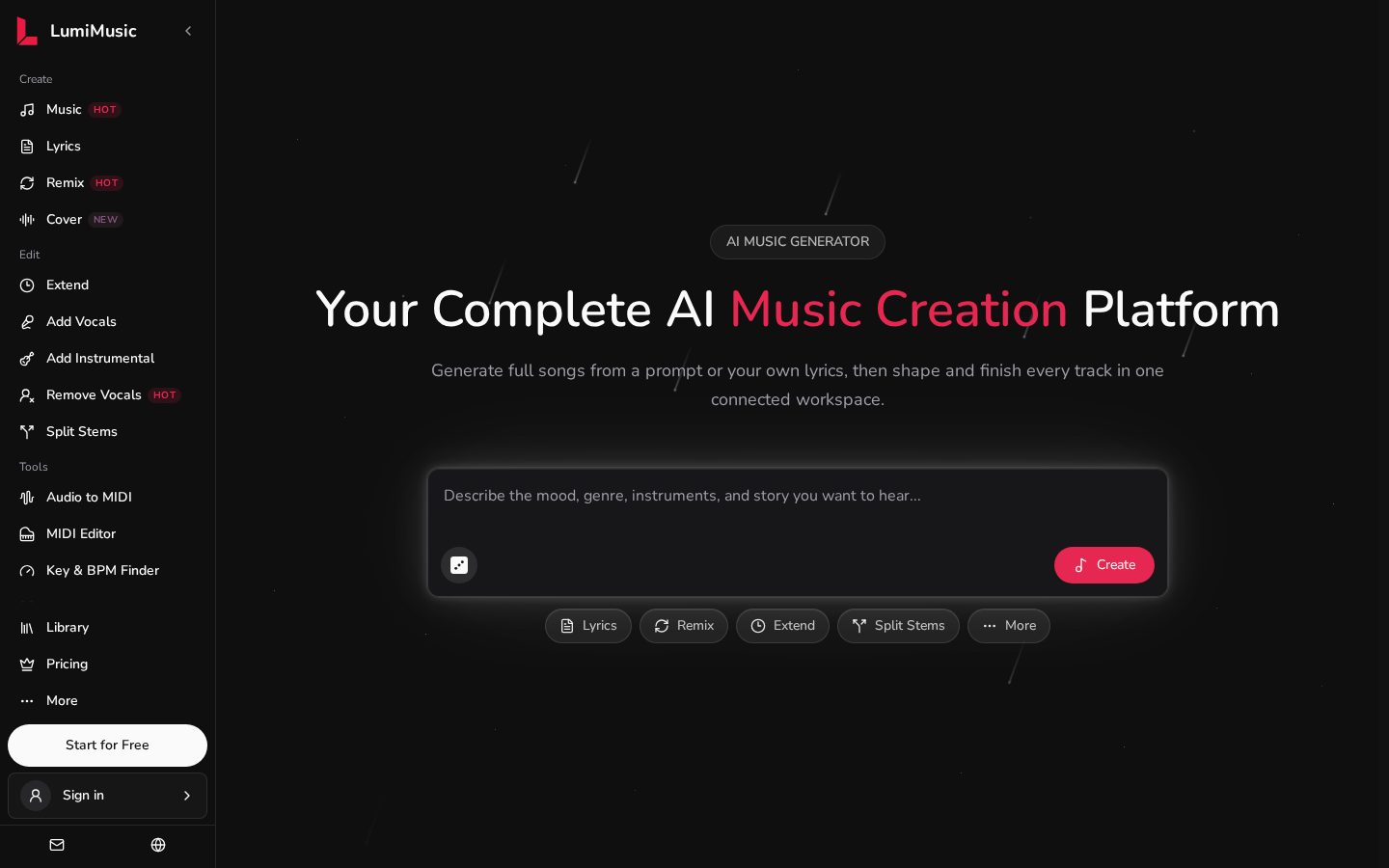 LumiMusic Homepage