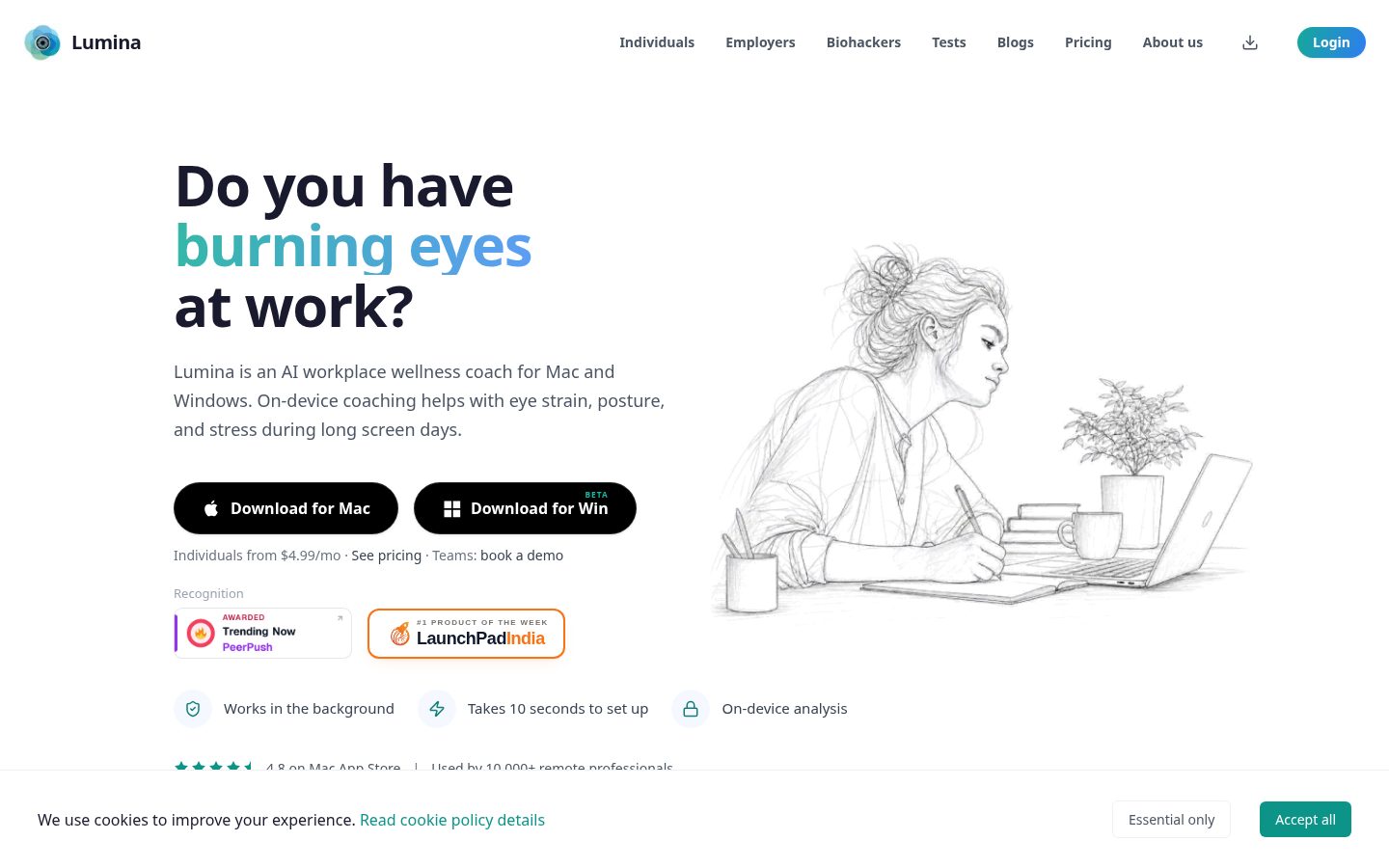 Lumina AI Wellness Homepage