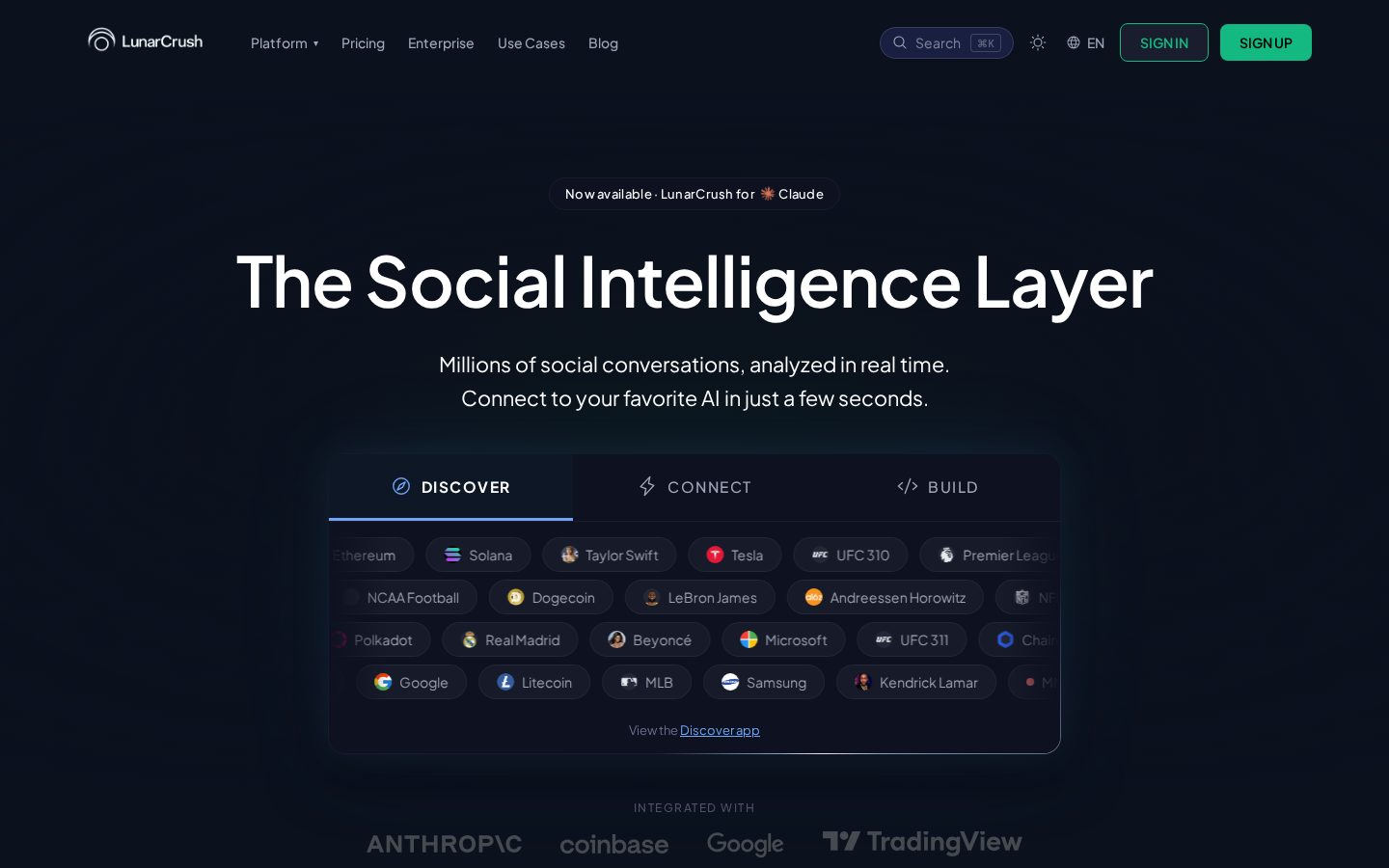 LunarCrush Homepage