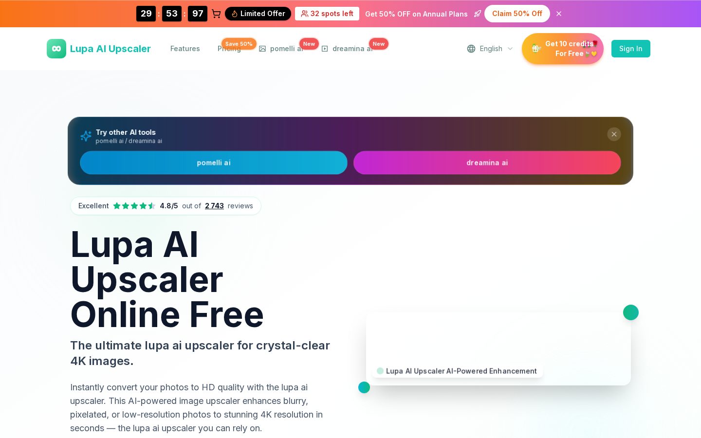 Lupa AI Upscaler Homepage