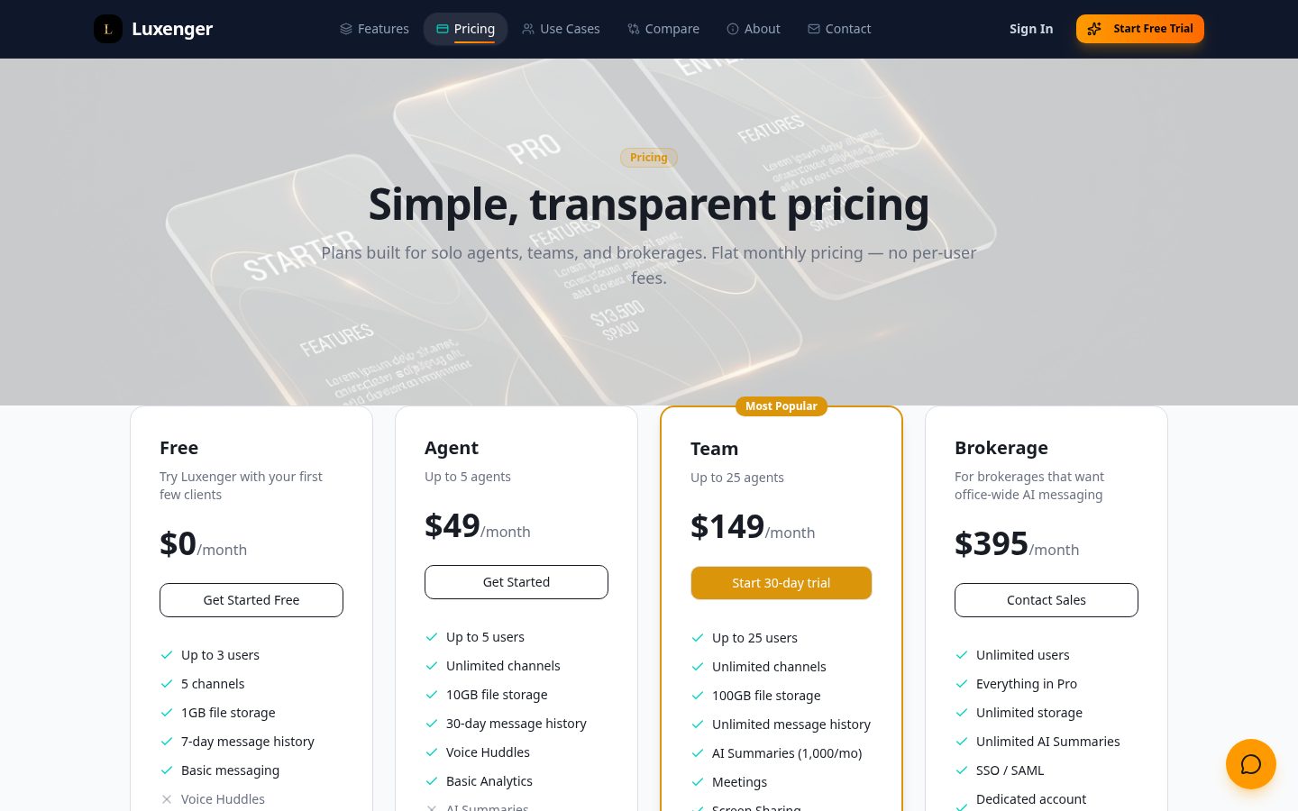 Luxenger Pricing