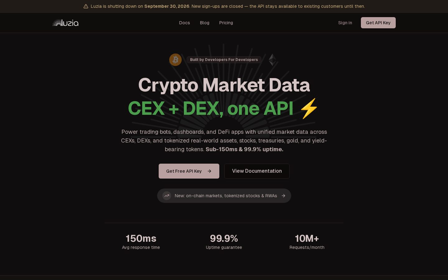 Luzia API Homepage