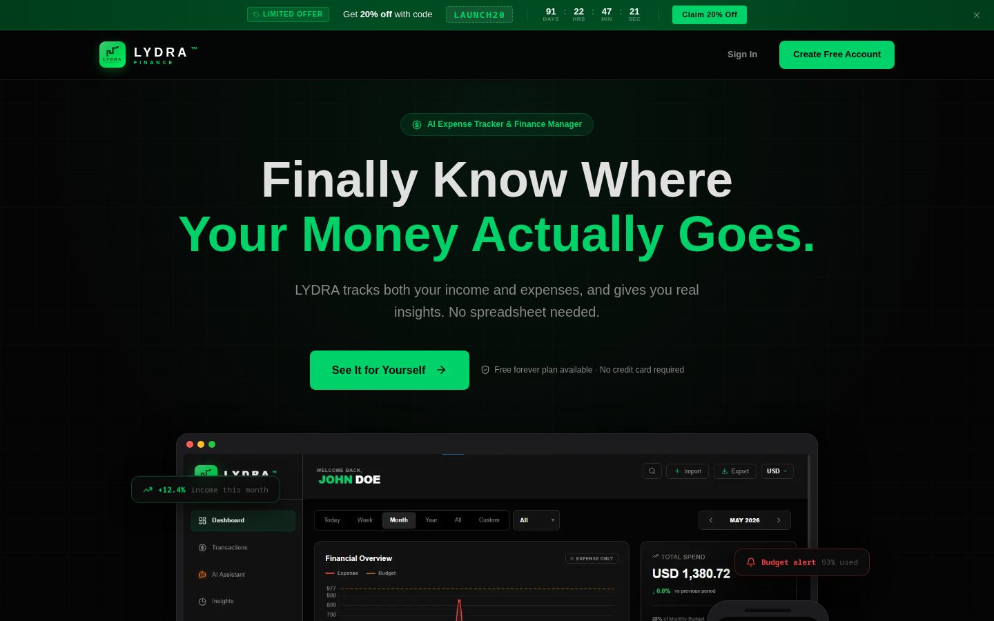 Lydra Finance Homepage