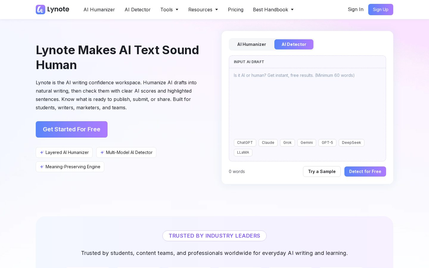Lynote AI Homepage