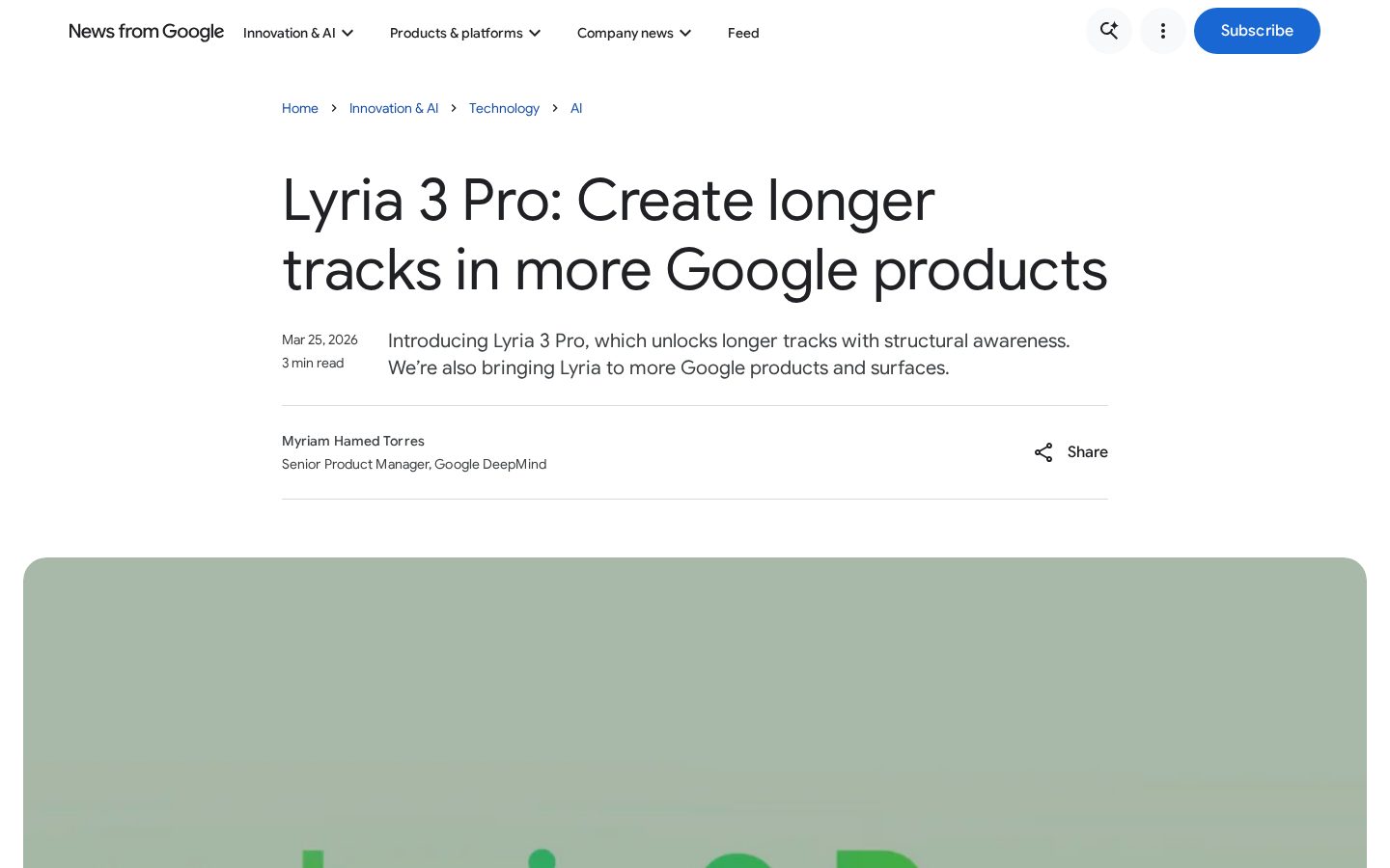 Lyria 3 Pro by Google Deepmind Homepage
