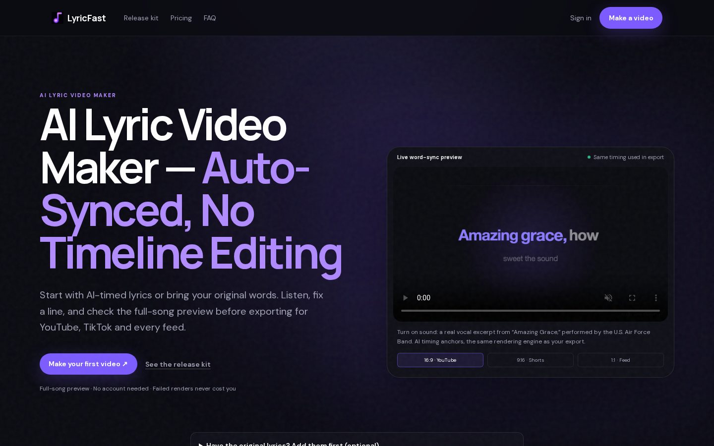LyricFast Homepage