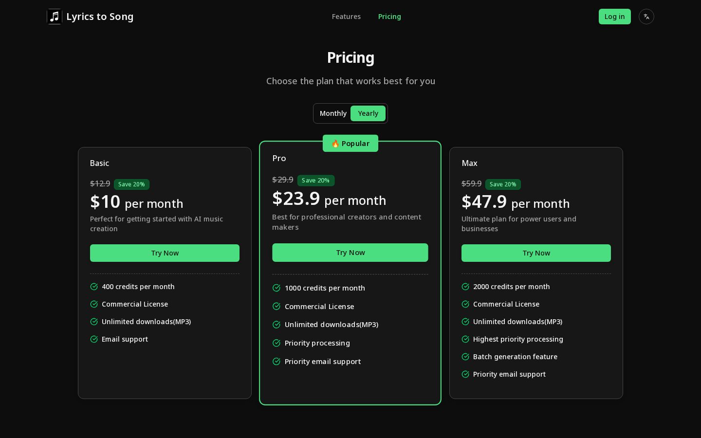 Lyrics to Song Pricing